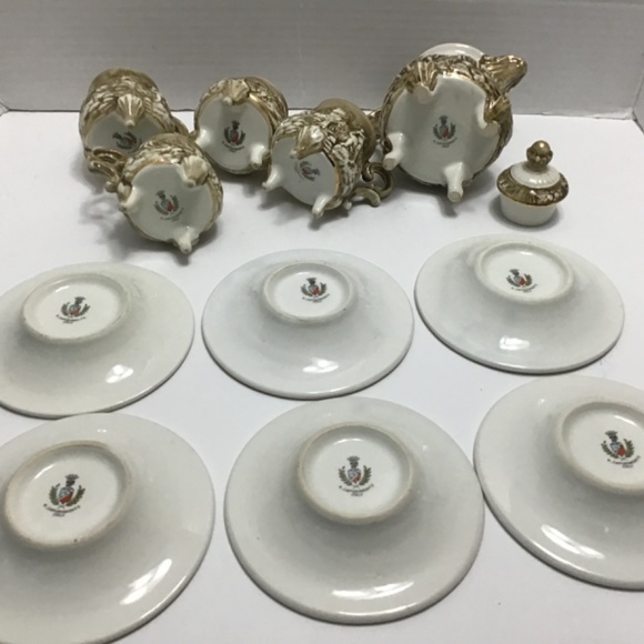 R. Capodimonte M.A.S. Small teapot with 4 footed cups and 6 plates - Picture 8 of 16